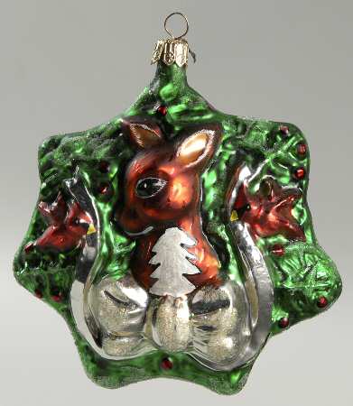 Christopher Radko Christmas Ornament Holly Deer And Bunny - No Box