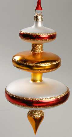 Traditional Shapes Ornament Pastel Drop-Red/Gold - No Box