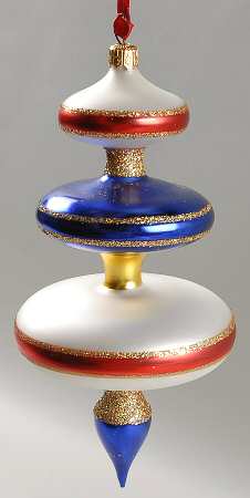 Traditional Shapes Ornament Pastel Drop-Blue/Red - No Box