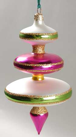 Traditional Shapes Ornament Pastel Drop-Pink/Green - No Box