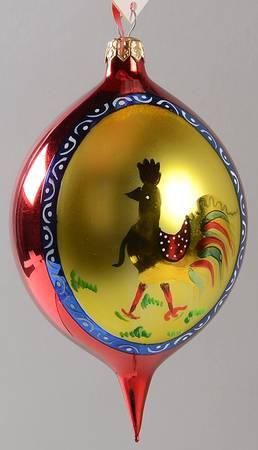 Teardrop (Shaped) Ornaments Royal Rooster-Red - No Box