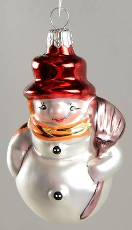 Snowmen with Broom Littlest Snowman-Red/Pink Broom - No Box