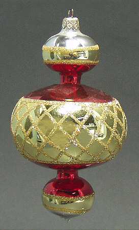 Traditional Shapes Ornament Jumbo Spintops-Round/Gold/Red - No Box