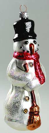 Snowmen with Broom Buttons-Red Scarf/Brown Broom - No Box