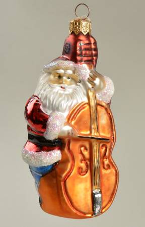 Santa with Musical Instruments Jazz Santa-Blue Pants/Gold Bass - No Box