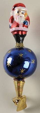 Clip-On Ornaments Holiday Star Santa-Blue - No Box
