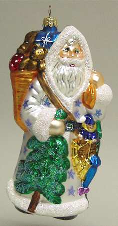 Santa with Pinecones-Trees Londonberry-Silver - No Box