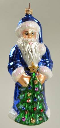 Santa with Pinecones-Trees Sapphire Santa Gem - No Box