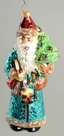 Santa with Pinecones-Trees Blue Balmoral Santa - No Box