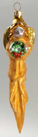 Angel Ornaments (Blown Glass) Little Wreath Angels-Gold - No Box
