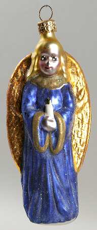 Angel Ornaments (Blown Glass) Angel Light-Blue - No Box