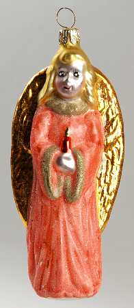 Angel Ornaments (Blown Glass) Angel Light-Orange - No Box 60