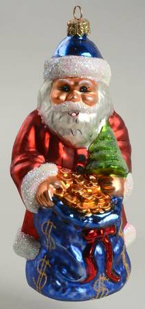 Santa with Pinecones-Trees Sack O'Plenty-Blue Sack - No Box
