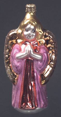Angel Ornaments (Blown Glass) Sweetheart Angels-Pink - No Box