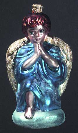 Angel Ornaments (Blown Glass) Humble Prayer-Blue - No Box