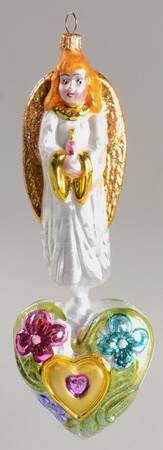 Angel Ornaments (Blown Glass) Celestial Hearts-White - No Box
