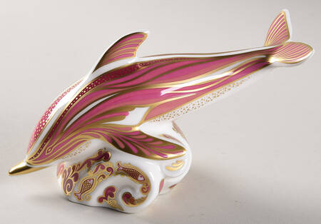 Imari Paperweight Collection Pink Dolphin - Wtih Box Bx376