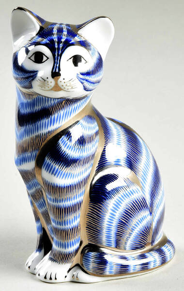 Imari Paperweight Collection Silver Tabby Cat - Boxed