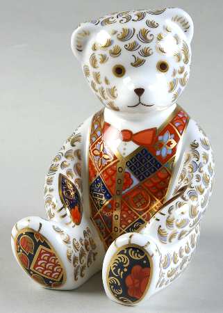 Imari Paperweight Collection Teddy Bear-Red Bow Tie  - Boxed