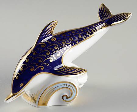 Imari Paperweight Collection Dolphin-Cobalt - Boxed