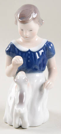 Children Girl With Puppy Kneeling - No Box