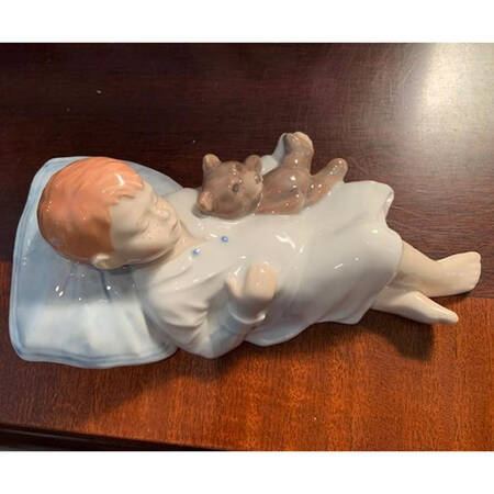 Children Boy Sleeping With Teddy - No Box