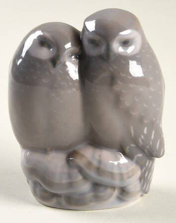 Birds Pair Of Owls-Grey - No Box 88a