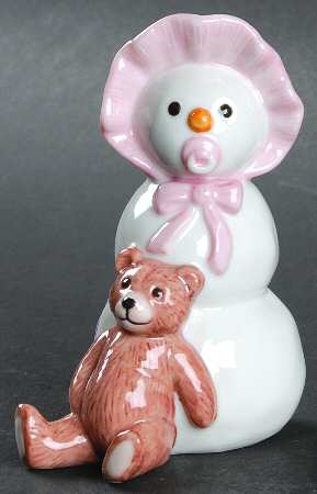Snowman Snowman Girl With Teddy Bear - No Box