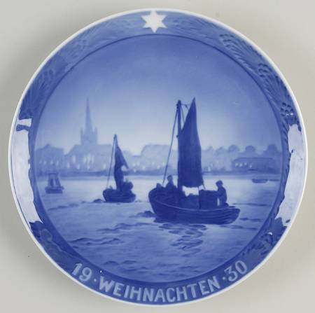 Annual Christmas Plate Fishing Boats-German - No Box