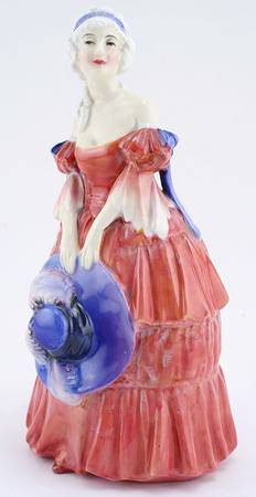 Royal Doulton Figurine Veronica-Red Dress,Blue Hat - With Box Bx1821