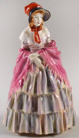 Royal Doulton Figurine A Victorian Lady-Pink & Green - Nb1367, No Box