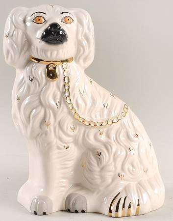 Animals Old English Dog-White & Gold - With Box Bx1034