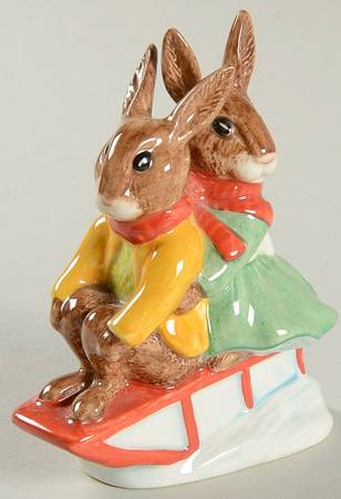 Bunnykins Figurines Billy And Buntie Sleighride Bunnykins - Boxed