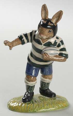 Bunnykins Figurines Heading For A Try - Boxed