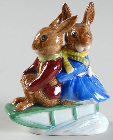 Bunnykins Figurines Billie & Buntie Sleigh Ride  - Boxed