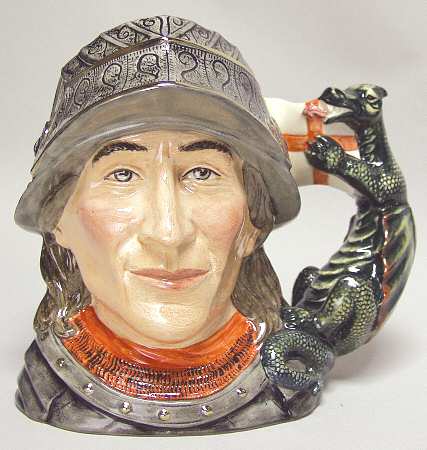Character Jug St George-Large Flag & Dragon Handle - With Box Bx841