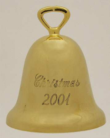 Goldplated Christmas Bell 2001 Gold Bell - Boxed