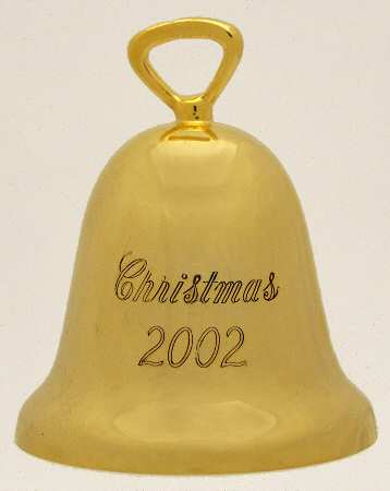 Goldplated Christmas Bell 2002 Gold Bell - Boxed