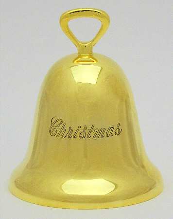 Goldplated Christmas Bell "Christmas" Only-No Date - Boxed
