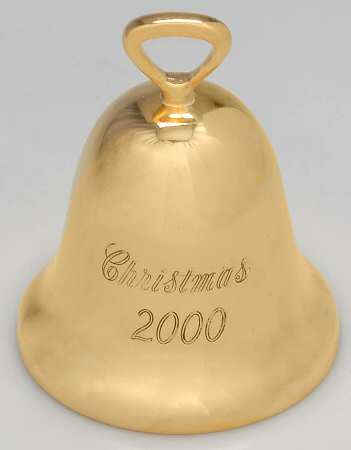 Goldplated Christmas Bell 2000 Gold Bell - Boxed