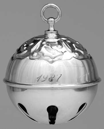 Holly Bell Ornament 1987 Holly Bell-Silverplate - No Box