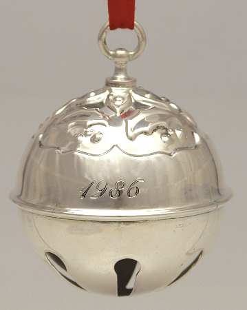 Holly Bell Ornament 1986 Holly Bell-Silverplate - Boxed
