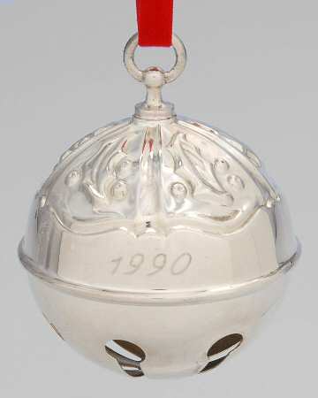 Holly Bell Ornament 1990 Holly Bell-Silverplate - Boxed