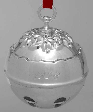Holly Bell Ornament 1998 Holly Bell-Silverplate - Boxed
