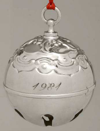 Holly Bell Ornament 1981 Holly Bell-Silverplate - Boxed
