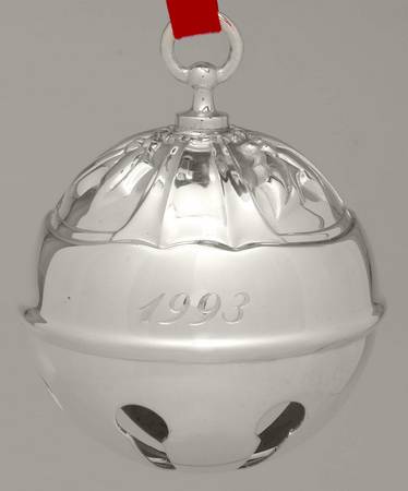 Holly Bell Ornament 1993 Holly Bell-Silverplate - Boxed
