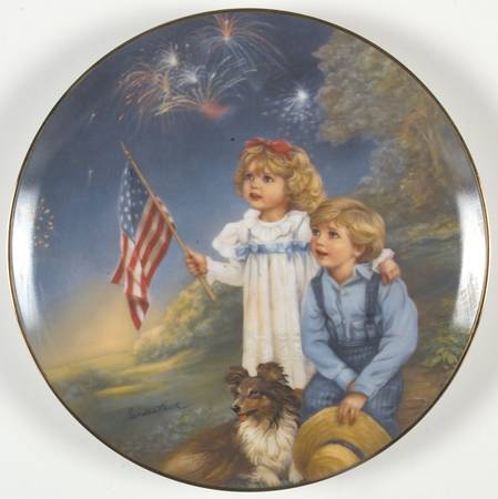 Childhood Almanac-Plate Star Spangled Sky-July - Boxed