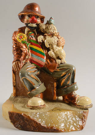 Clown Sculptures Carl And Pal-Clown With Dog - No Box
