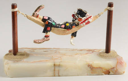 Clown Sculptures Hobo In His Hammock - No Box