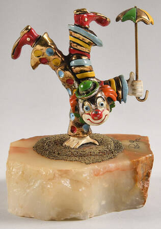 Clown Sculptures Handstand Clown With Umbrella - No Box